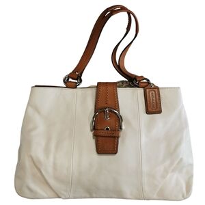 Coach Soho Y2K Ivory Leather Buckle Shoulder Bag Vintage East West
